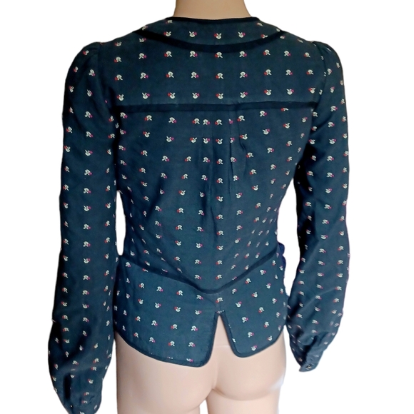 See By Chloe Womens Crop Button Down Jacket Black Geometric Embroidered Size 4 - Picture 3 of 9